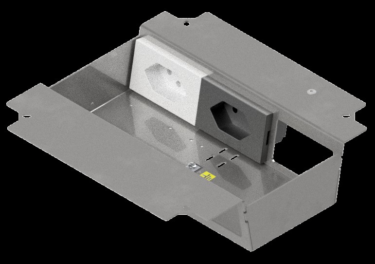 Produktbild UBD 215 227  -  Steckdoseneinsatz für 2x3 FLF, leer, mit 1x T13, weiss + 1x T13, schwarz