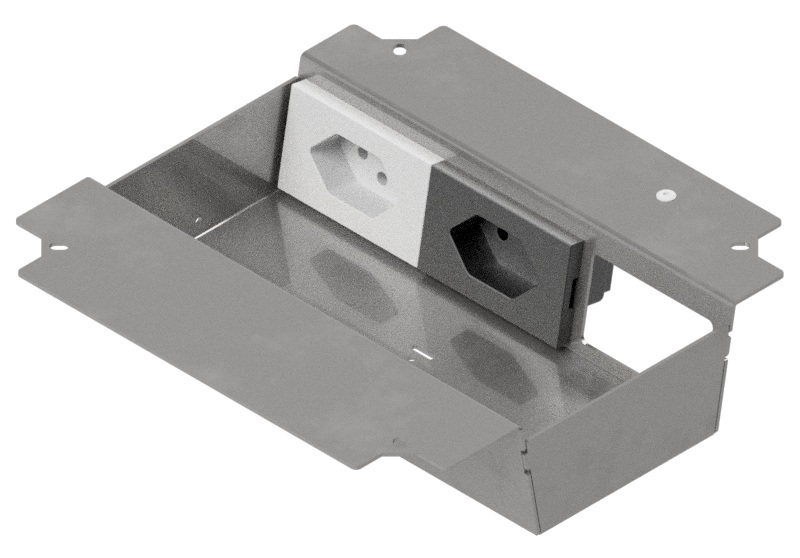 Produktbild UBD 215 227 - Steckdoseneinsatz für 3+2 FLF, leer, mit 1x T13, weiss + 1x T13, schwarz