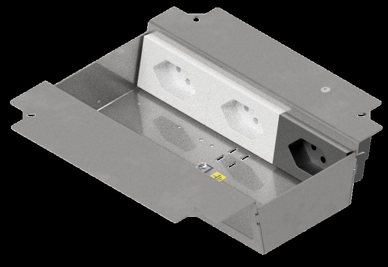 Produktbild UBD 215 229  -  Steckdoseneinsatz für 2x3 FLF, leer, mit 2x T13, weiss + 1x T13, schwarz