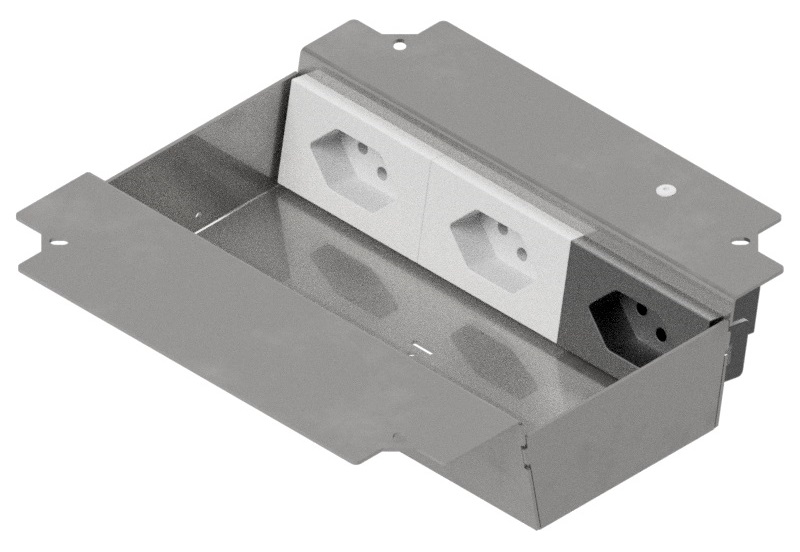 Produktbild UBD 215 229 - Steckdoseneinsatz für 3+2 FLF, leer, mit 2x T13, weiss + 1x T13, schwarz