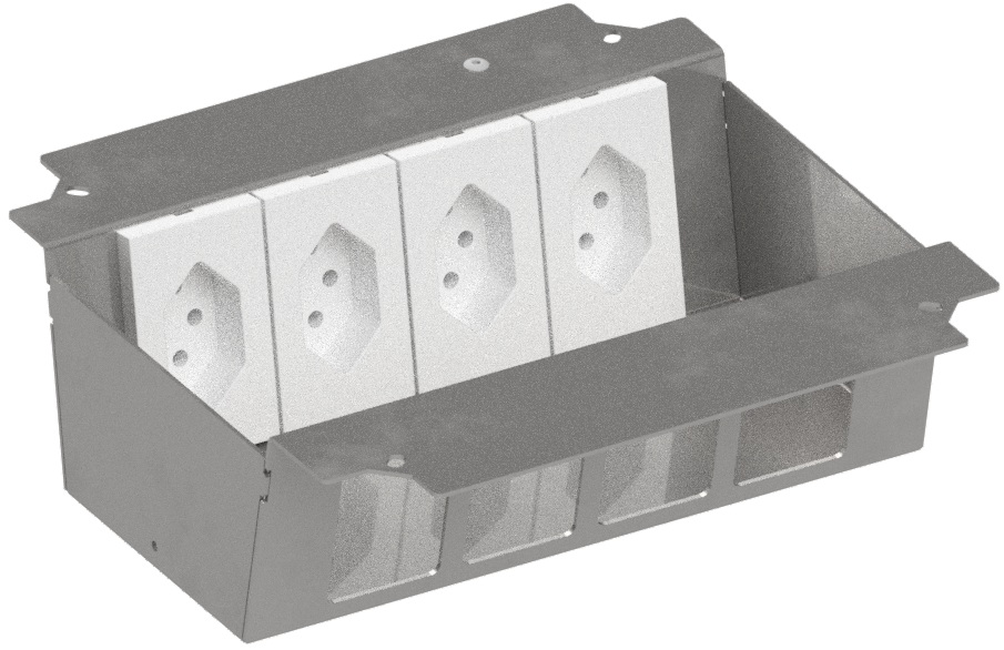 Produktbild UBD 215 246 - Steckdoseneinsatz für 2x4V FLF, leer, mit 4x 1xT13, weiss