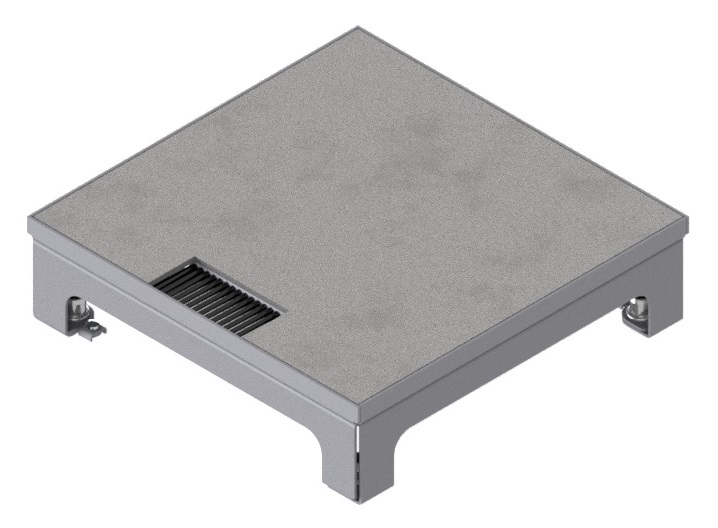 Produktbild UBD 217 163  -  Schwerlast-Unterflur-Bodendose UBD 210 small inkl. belegtem Deckel aus Chromstahl, geschliffen, und 1 Bürstena.