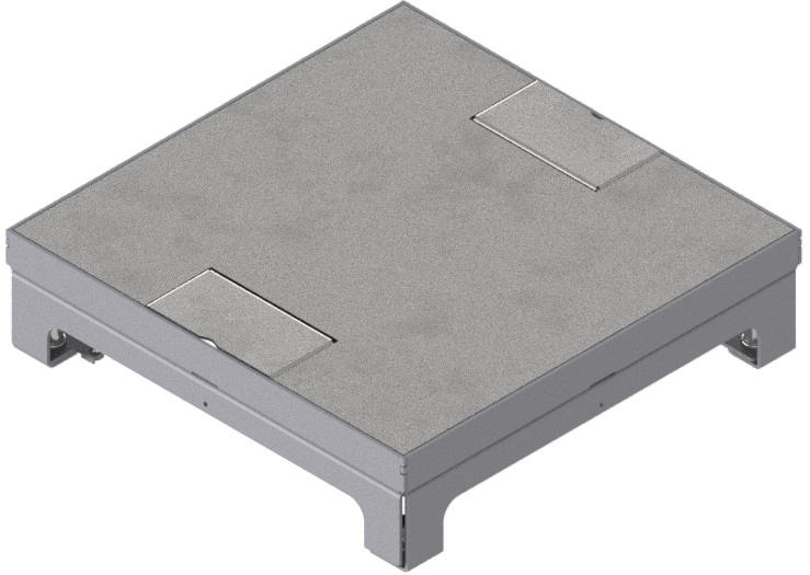 Produktbild UBD 260 250  -  Unterflur-Bodendose UBD 260 inkl. belegtem Deckel aus Chromstahl, geschliffen, mit 2 Schnurauslässen