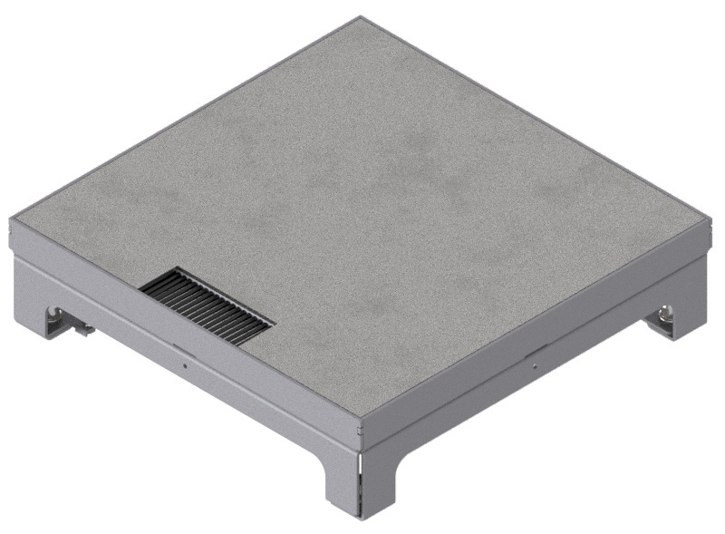 Produktbild UBD 260 251  -  Unterflur-Bodendose UBD 260 inkl. belegtem Deckel aus Chromstahl, geschliffen, mit 1 Bürstenauslass