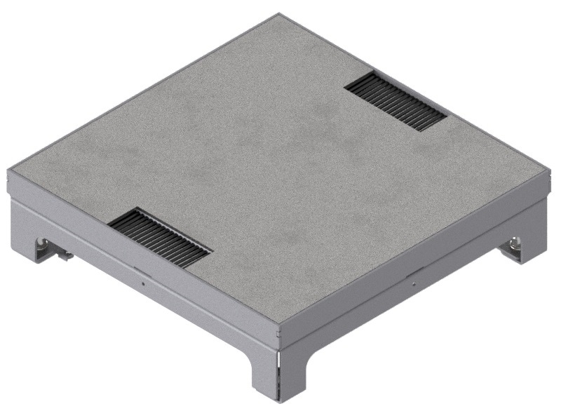 Produktbild UBD 260 252  -  Unterflur-Bodendose UBD 260 inkl. belegtem Deckel aus Chromstahl, geschliffen, mit 2 Bürstenauslässen