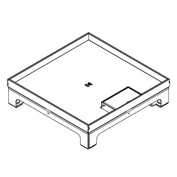Produktbild UBD 260 255  -  Unterflur-Bodendose UBD 260 inkl. Deckel mit Kante, geschlossen, 15mm Vertiefung und 1 Schnurauslass