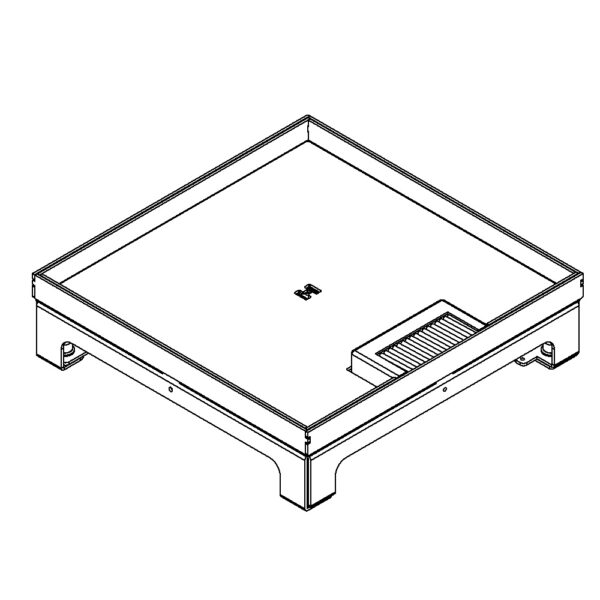 Produktbild UBD 260 256  -  Unterflur-Bodendose UBD 260 inkl. Deckel mit Kante, geschlossen, 15mm Vertiefung und 1 Bürstenauslass