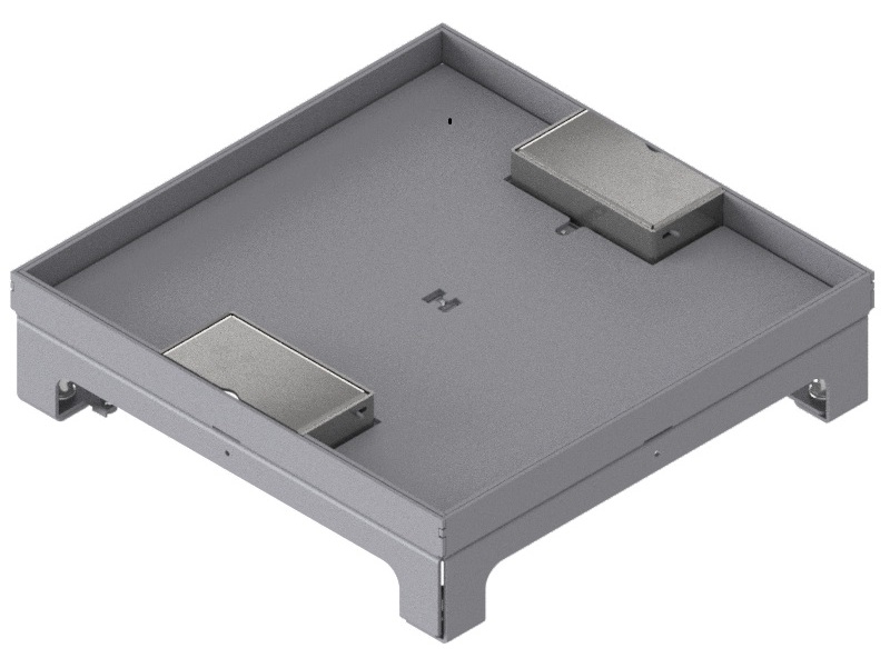 Produktbild UBD 260 257  -  Unterflur-Bodendose UBD 260 inkl. Deckel mit Kante, 15mm Vertiefung und 2 Schnurauslässe