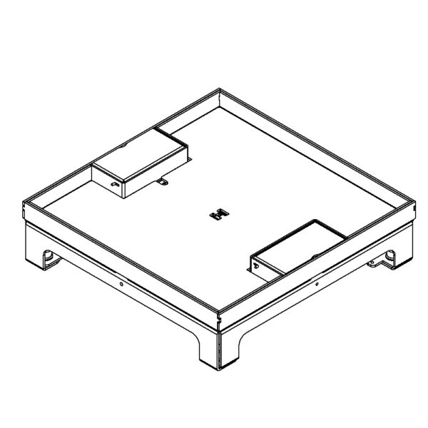 Produktbild UBD 260 257  -  Unterflur-Bodendose UBD 260 inkl. Deckel mit Kante, geschlossen, 15mm Vertiefung und 2 Schnurauslässe