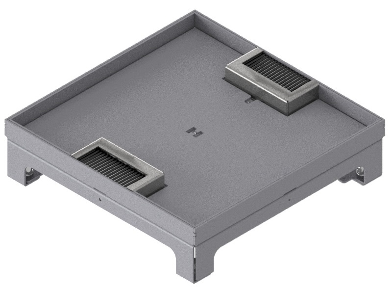 Produktbild UBD 260 258  -  Unterflur-Bodendose UBD 260 inkl. Deckel mit Kante, 15mm Vertiefung und 2 Bürstenauslässe