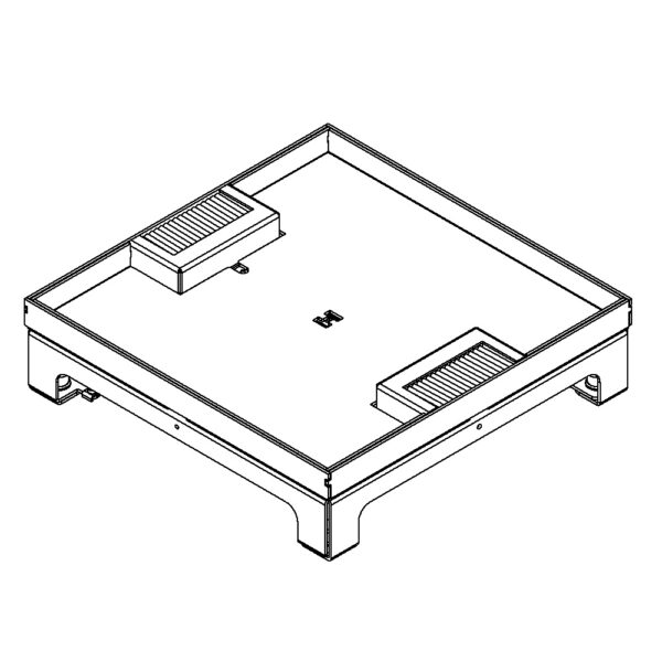 Produktbild UBD 260 258  -  Unterflur-Bodendose UBD 260 inkl. Deckel mit Kante, geschlossen, 15mm Vertiefung und 2 Bürstenauslässe