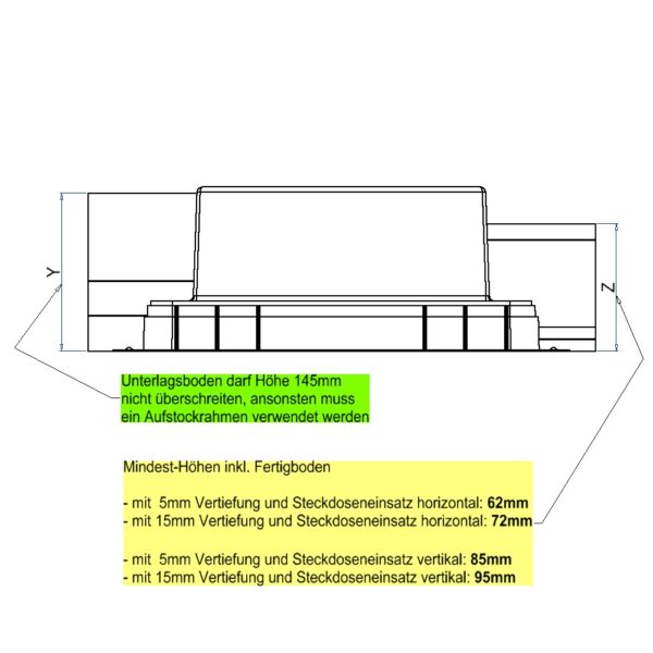 Produktbild UBD 260 283  -  Kunststoff-Einbaubox, schwarz, inkl. Styroporklotz im Inneren, oben: 270x270mm, unten: 420x420mm, H: 150mm