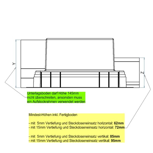 Produktbild UBD 260 284  -  Kunststoff-Einbaubox, schwarz, inkl. Styroporklotz im Inneren, oben: 270x270mm, unten: 420x420mm, H: 192mm