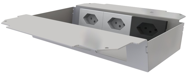 Produktbild UBD 261 268  -  Steckdoseneinsatz horizontal für 2x3 FLF, leer, mit 2x T13 weiss + 1x T13 schwarz