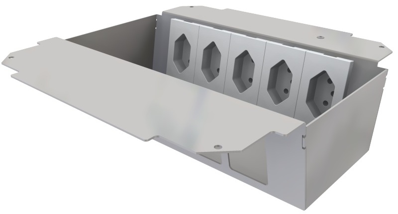 Produktbild UBD 261 271  -  Steckdoseneinsatz vertikal für 2x5 FLF, leer, mit 5x 1xT13, weiss