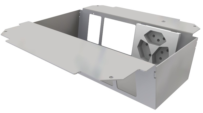 Produktbild UBD 261 273  -  Steckdoseneinsatz vertikal für 2x5 FLF, leer, mit 1x 3xT13, weiss