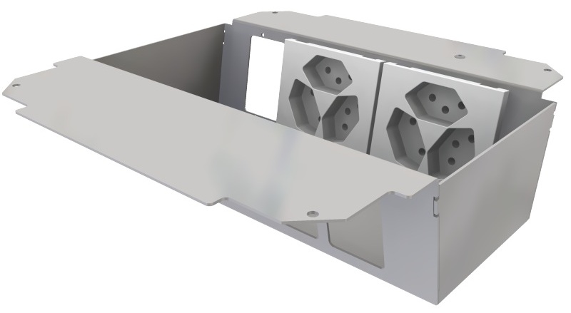 Produktbild UBD 261 275  -  Steckdoseneinsatz vertikal für 2x5 FLF, leer, mit 2x 3xT13, weiss