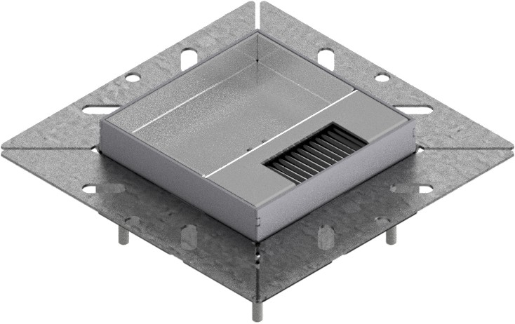 Produktbild UBDK 100 153  -  Unterflur-Bodendose UBDK 100 inkl. Deckel mit Kante, 15mm Vertiefung und 1 Bürstenauslass