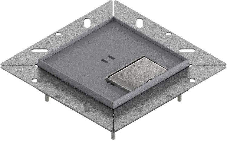 Produktbild UBDK 130 051  -  Unterflur-Bodendose UBDK 130 inkl. Deckel, flach (SVZ) ohne Kante, mit 5mm Vertiefung und 1 Schnurauslass