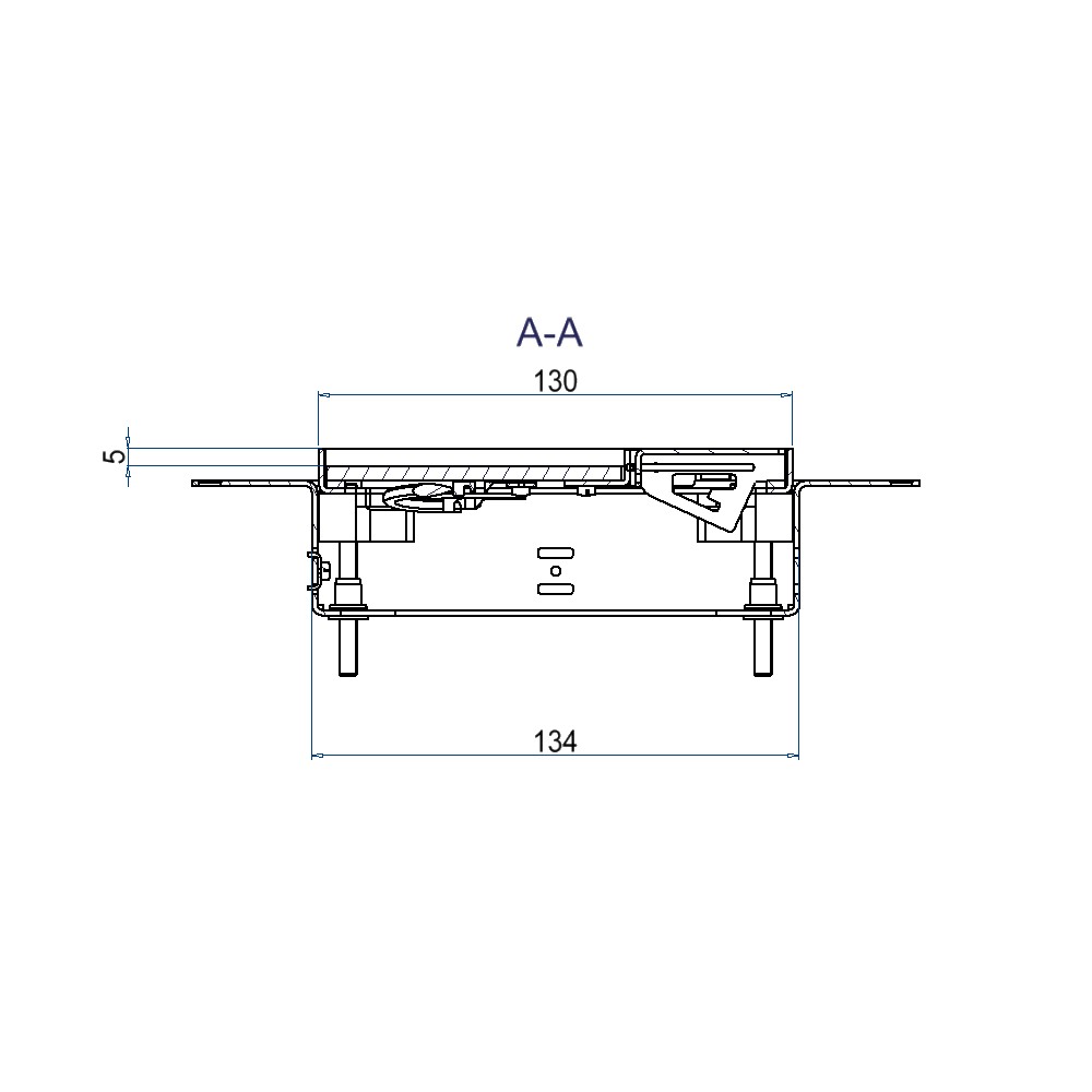 Produktbild UBDK 130 051 - Unterflur-Bodendose UBDK 130 inkl. Deckel, flach (SVZ) ohne Kante, mit 5mm Vertiefung und 1 Schnurauslass