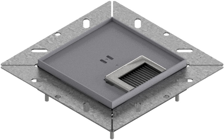 Produktbild UBDK 130 053  -  Unterflur-Bodendose UBDK 130 inkl. Deckel, flach (SVZ) ohne Kante, mit 5mm Vertiefung und 1 Bürstenauslass