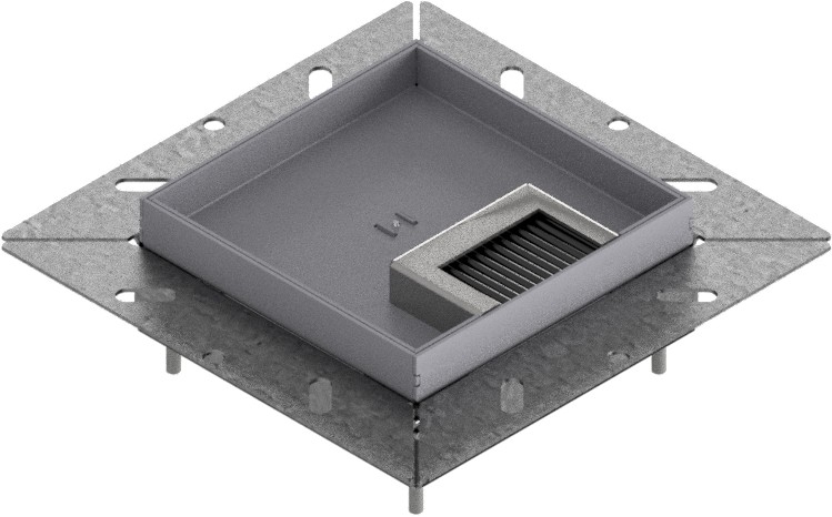 Produktbild UBDK 130 153  -  Unterflur-Bodendose UBDK 130 inkl. Deckel mit 15mm Vertiefung und 1 Bürstenauslass