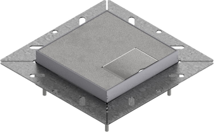 Produktbild UBDK 130 001  -  Unterflur-Bodendose UBDK 130 inkl. belegtem Deckel aus Chromstahl, geschliffen, und 1 Schnurauslass