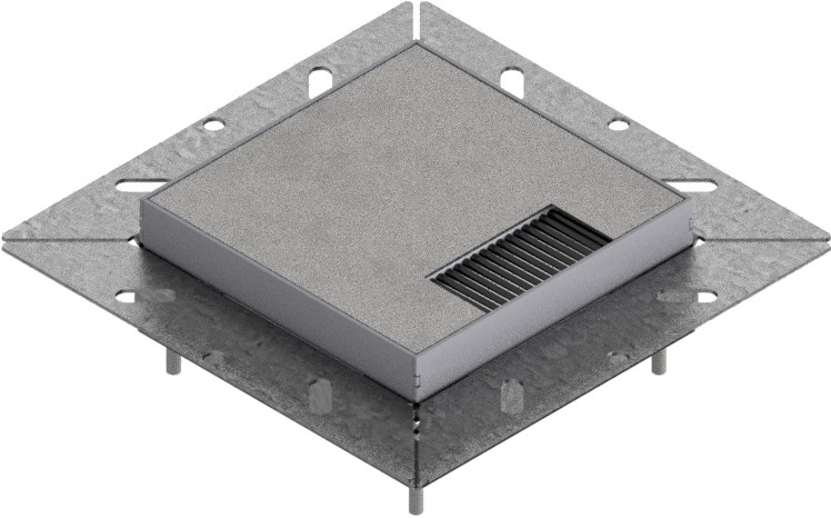 Produktbild UBDK 130 003  -  Unterflur-Bodendose UBDK 130 inkl. belegtem Deckel aus Chromstahl, geschliffen, und 1 Bürstenauslass