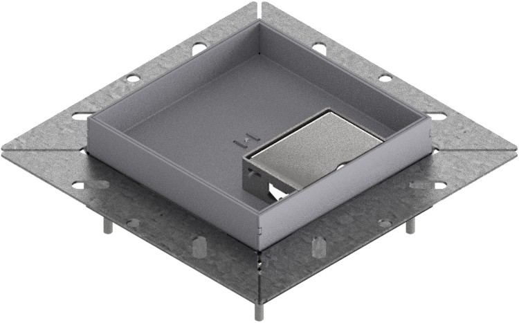 Produktbild UBDK 130 201  -  Unterflur-Bodendose UBDK 130 inkl. Deckel mit Kante, 20mm Vertiefung und 1 Schnurauslass