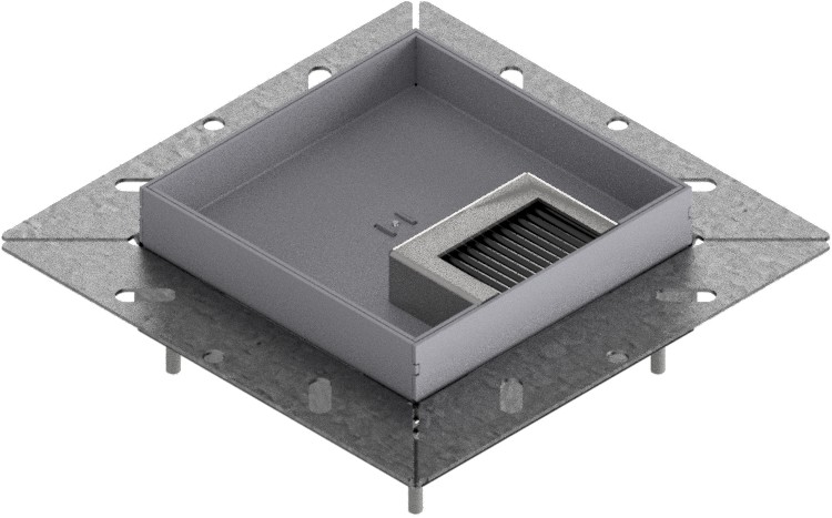 Produktbild UBDK 130 203  -  Unterflur-Bodendose UBDK 130 inkl. Deckel mit Kante, 20mm Vertiefung und 1 Bürstenauslass