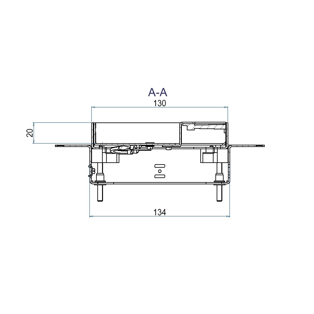 Produktbild UBDK 130 203 - Unterflur-Bodendose UBDK 130 inkl. Deckel mit Kante, 20mm Vertiefung und 1 Bürstenauslass