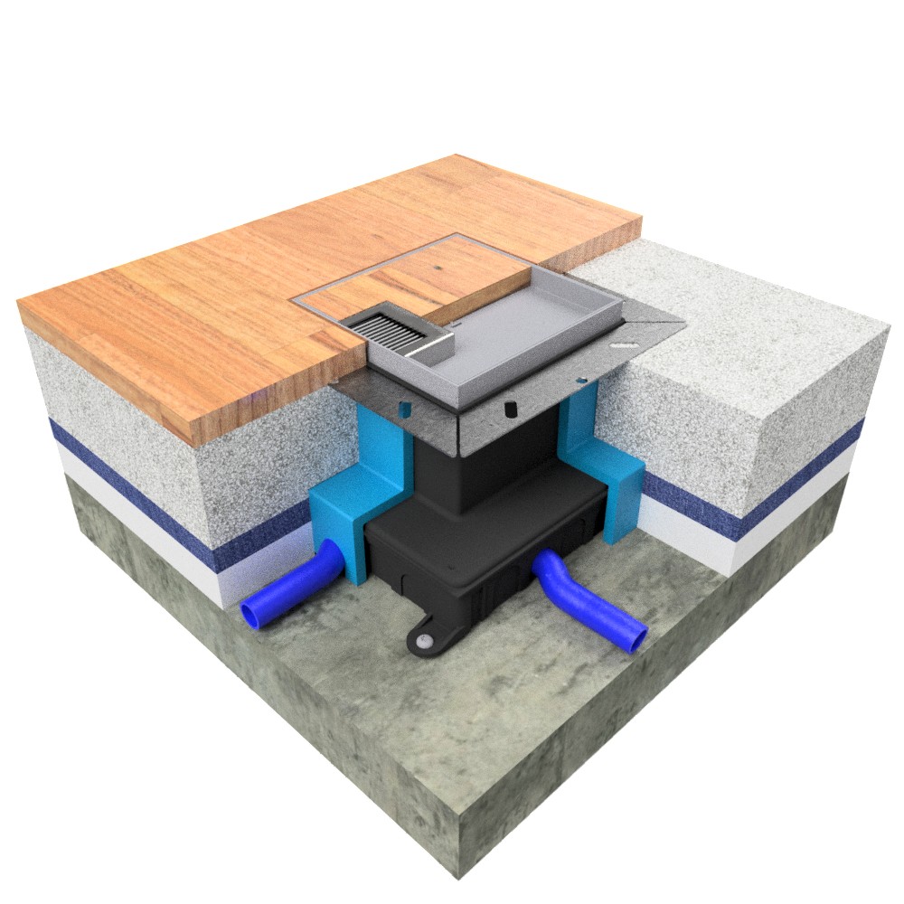 Produktbild UBDK 130 203 - Unterflur-Bodendose UBDK 130 inkl. Deckel mit Kante, 20mm Vertiefung und 1 Bürstenauslass
