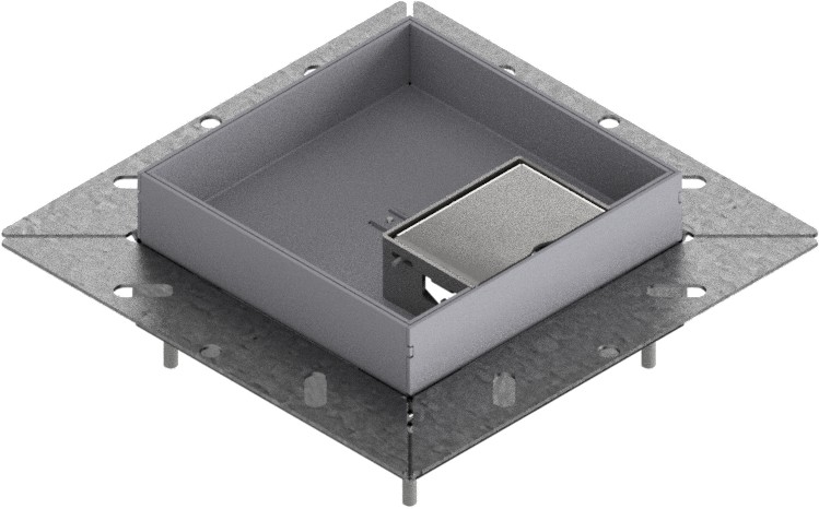 Produktbild UBDK 130 251  -  Unterflur-Bodendose UBDK 130 inkl. Deckel mit Kante, 25mm Vertiefung und 1 Schnurauslass