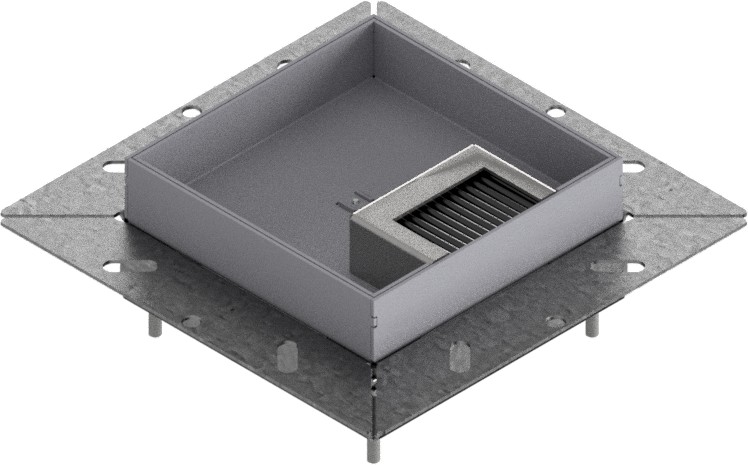 Produktbild UBDK 130 253  -  Unterflur-Bodendose UBDK 130 inkl. Deckel mit Kante, 25mm Vertiefung und 1 Bürstenauslass