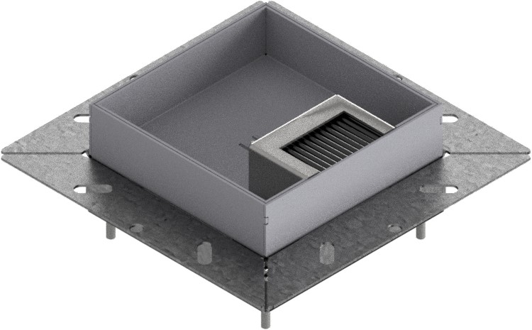 Produktbild UBDK 130 303  -  Unterflur-Bodendose UBDK 130 inkl. Deckel mit Kante, 30mm Vertiefung und 1 Bürstenauslass