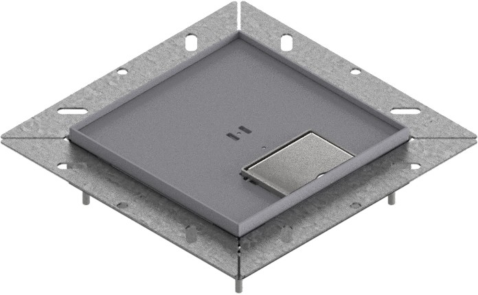 Produktbild UBDK 160 051  -  Unterflur-Bodendose UBDK 160 inkl. Deckel, flach (SVZ) ohne Kante, mit 5mm Vertiefung und 1 Schnurauslass