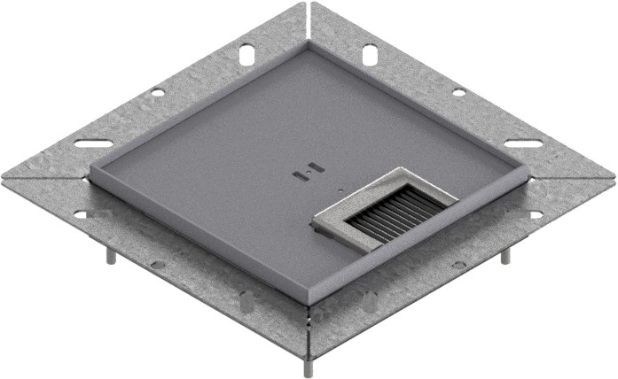 Produktbild UBDK 160 053  -  Unterflur-Bodendose UBDK 160 inkl. Deckel, flach (SVZ) ohne Kante, mit 5mm Vertiefung und 1 Bürstenauslass