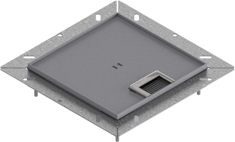 Produktbild UBDK 210 053  -  Unterflur-Bodendose UBDK 210 inkl. Deckel, flach (SVZ) ohne Kante, mit 5mm Vertiefung und 1 Bürstenauslass
