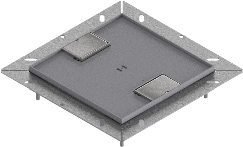 Produktbild UBDK 210 052  -  Unterflur-Bodendose UBDK 210 inkl. Deckel, flach (SVZ) ohne Kante, mit 5mm Vertiefung und 2 Schnurauslässen