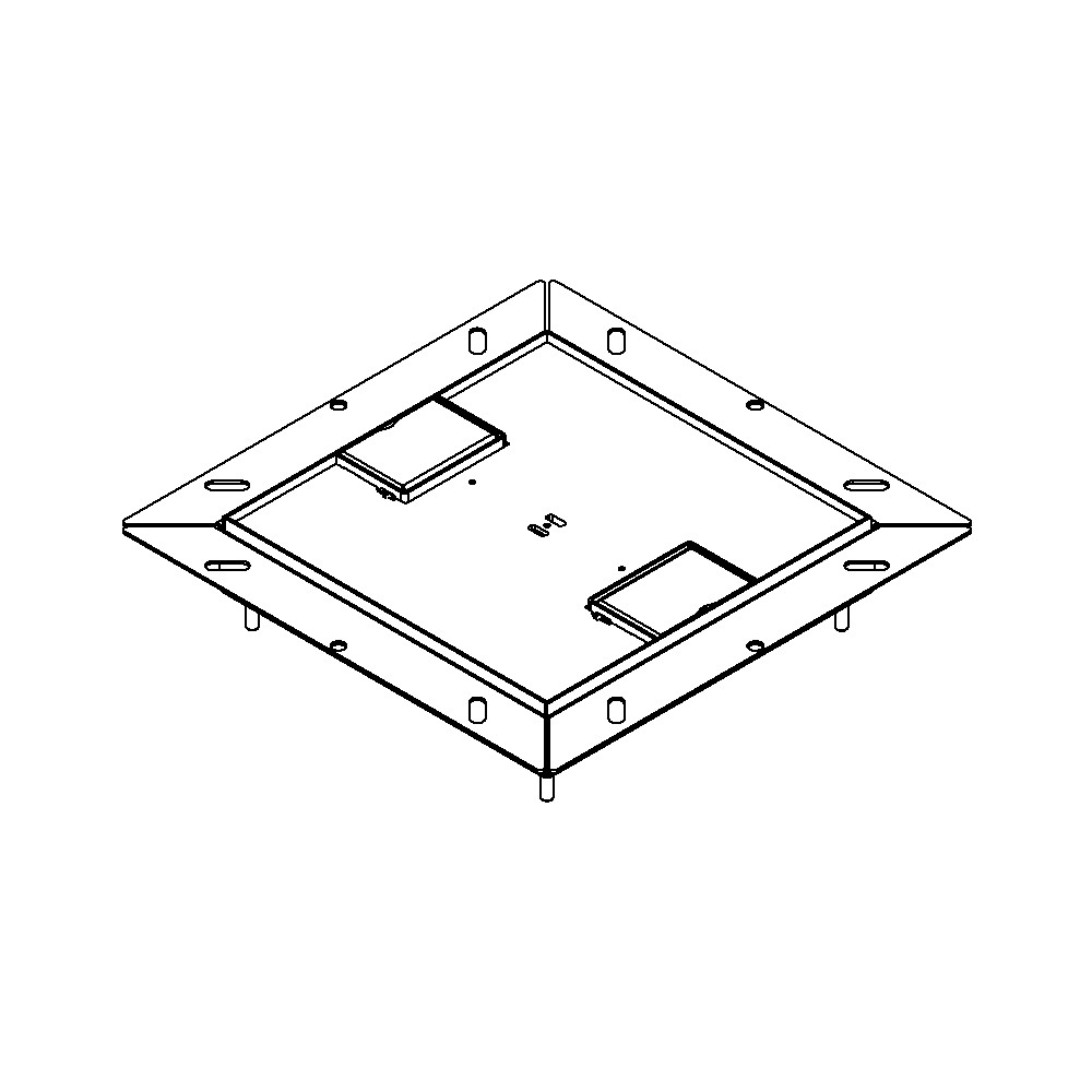 Produktbild UBDK 210 052 - Unterflur-Bodendose UBDK 210 inkl. Deckel, flach (SVZ) ohne Kante, mit 5mm Vertiefung und 2 Schnurauslässen