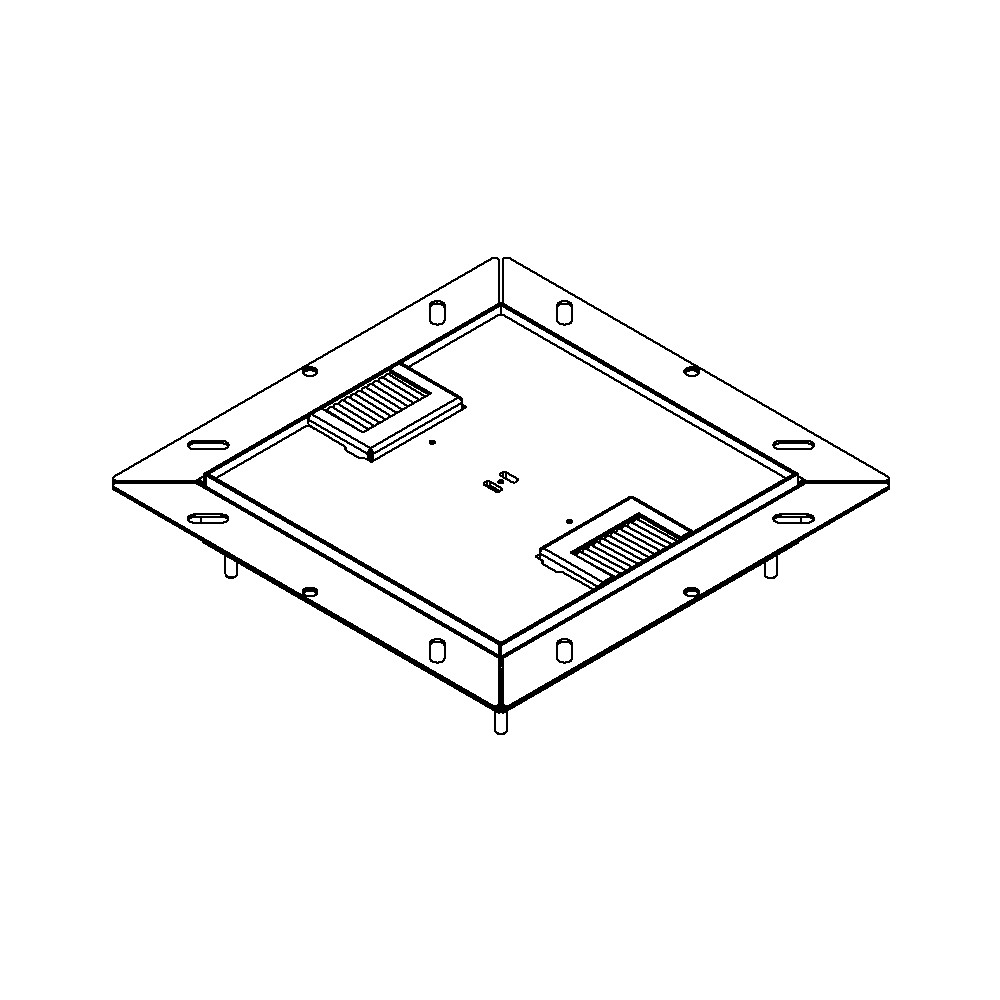 Produktbild UBDK 210 054 - Unterflur-Bodendose UBDK 210 inkl. Deckel, flach (SVZ) ohne Kante, mit 5mm Vertiefung und 2 Bürstenauslässen
