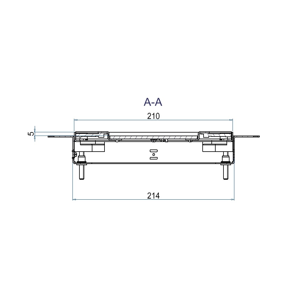 Produktbild UBDK 210 054 - Unterflur-Bodendose UBDK 210 inkl. Deckel, flach (SVZ) ohne Kante, mit 5mm Vertiefung und 2 Bürstenauslässen