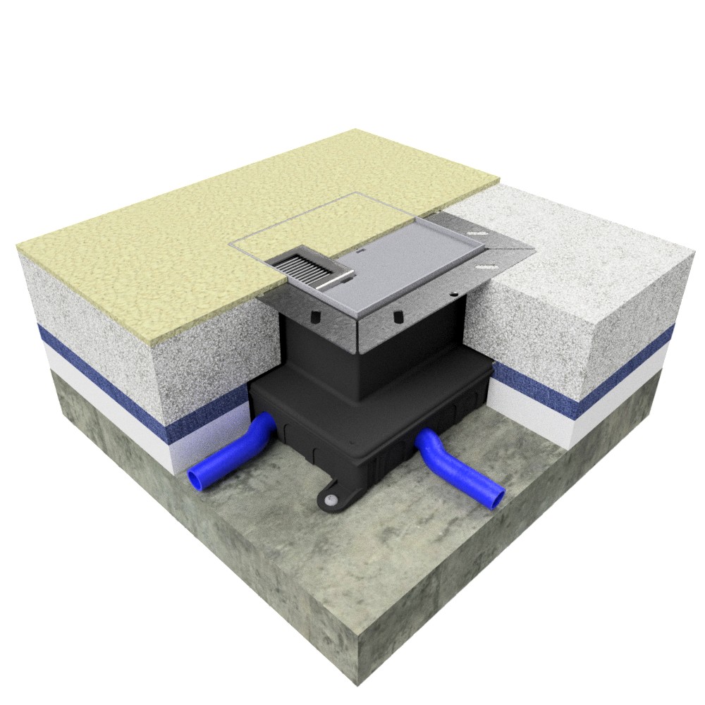Produktbild UBDK 210 054 - Unterflur-Bodendose UBDK 210 inkl. Deckel, flach (SVZ) ohne Kante, mit 5mm Vertiefung und 2 Bürstenauslässen