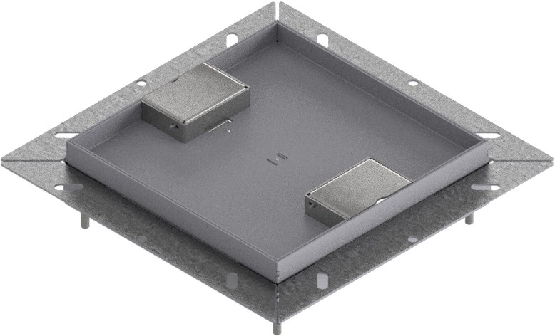 Produktbild UBDK 210 152  -  Unterflur-Bodendose UBDK 210 inkl. Deckel mit Kante, 15mm Vertiefung und 2 Schnurauslässen