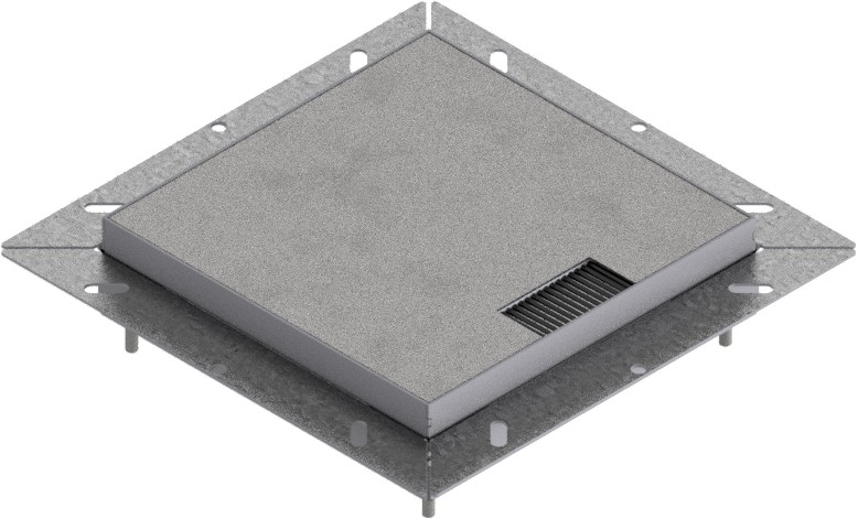 Produktbild UBDK 210 003  -  Unterflur-Bodendose UBDK 210 inkl. belegtem Deckel aus Chromstahl, geschliffen, und 1 Bürstenauslass