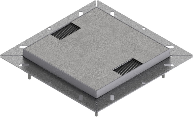 Produktbild UBDK 210 004  -  Unterflur-Bodendose UBDK 210 inkl. belegtem Deckel aus Chromstahl, geschliffen, und 2 Bürstenauslässe