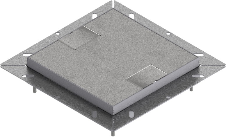 Produktbild UBDK 210 002  -  Unterflur-Bodendose UBDK 210 inkl. belegtem Deckel aus Chromstahl, geschliffen, und 2 Schnurauslässen