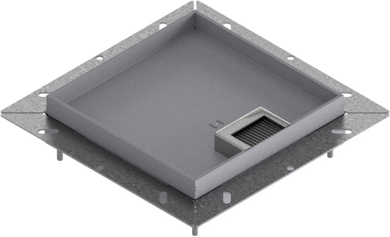 Produktbild UBDK 210 203  -  Unterflur-Bodendose UBDK 210 inkl. Deckel mit Kante, 20mm Vertiefung und 1 Bürstenauslass