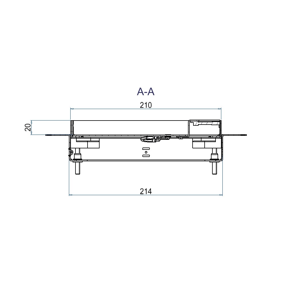 Produktbild UBDK 210 203 - Unterflur-Bodendose UBDK 210 inkl. Deckel mit Kante, 20mm Vertiefung und 1 Bürstenauslass