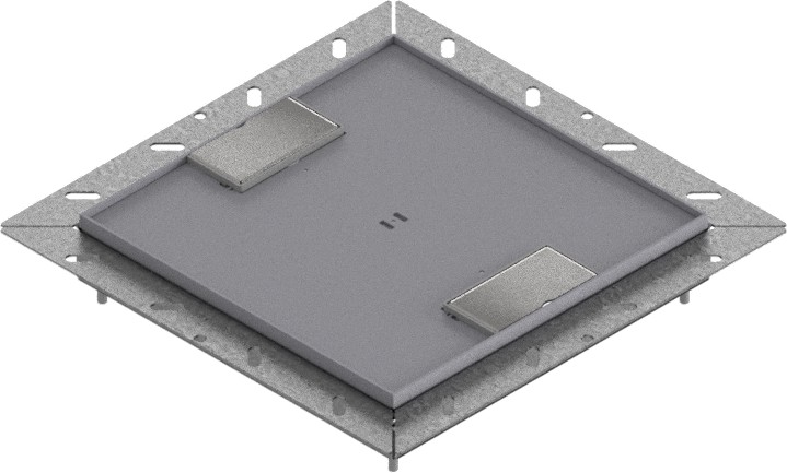Produktbild UBDK 260 052  -  Unterflur-Bodendose UBDK 260 inkl. Deckel, flach (SVZ) ohne Kante, mit 5mm Vertiefung und 2 Schnurauslässen